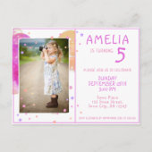 Niedlich Pink Bubbles Girls Kinder Foto Geburtstag Postkarte (Vorderseite)