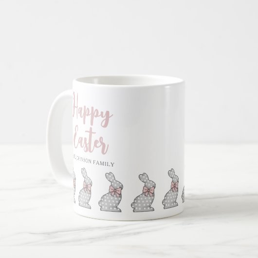 Niedlich Pink Bunnies Happy Oaster Kaffeetasse (Vorderseite Links)