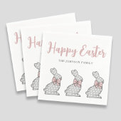 Niedlich Pink Bunnies Happy Oaster Serviette