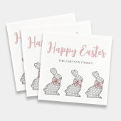 Niedlich Pink Bunnies Happy Oaster Serviette