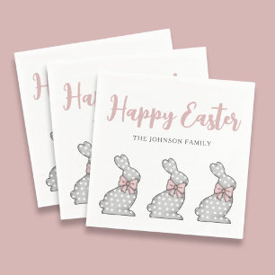 Niedlich Pink Bunnies Happy Oaster Serviette