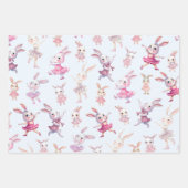 Niedlich Pink Bunnies Tanzmuster Geschenkpapier Set (Vorderseite)