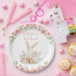 Niedlich Pink Bunny 1 Ein erster Geburtstag Pappteller