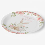 Niedlich Pink Bunny 1 Ein erster Geburtstag Pappteller (Schrägansicht)