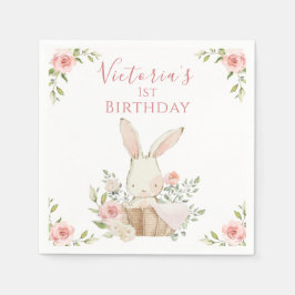 Niedlich Pink Bunny 1 Ein erster Geburtstag Serviette