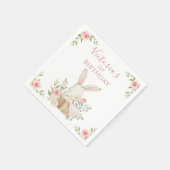 Niedlich Pink Bunny 1 Ein erster Geburtstag Serviette (Ecke)