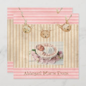 Niedlich Pink Bunny Baby Girl Geburtserklärung (Vorne/Hinten)