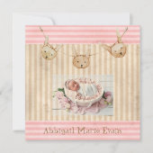 Niedlich Pink Bunny Baby Girl Geburtserklärung (Vorderseite)