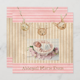 Niedlich Pink Bunny Baby Girl Geburtserklärung