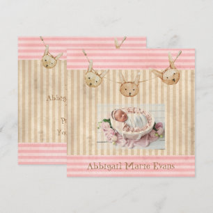 Niedlich Pink Bunny Baby Girl Geburtserklärung