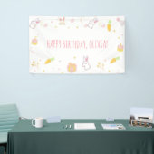 Niedlich Pink Bunny Birthday Banner Osterkaninchen (Messeveranstaltung)