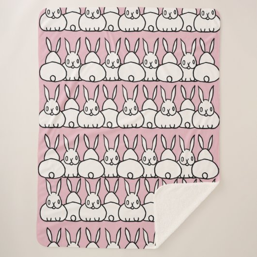 Niedlich Pink Bunny Blanket - Fleece - Sherpa Sherpadecke (Vorderseite)