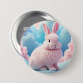 Niedlich Pink Bunny Cotton Candy Clouds Button (Vorne & Hinten)