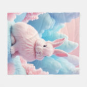 Niedlich Pink Bunny Cotton Candy Clouds Fleecedecke (Vorderseite (Horizontal))