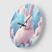 Niedlich Pink Bunny Cotton Candy Clouds Große Wanduhr (Winkel)