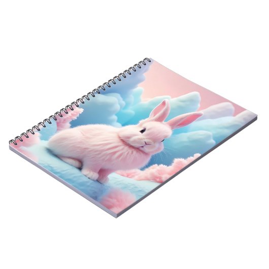 Niedlich Pink Bunny Cotton Candy Clouds Notizblock (Linke Seite)