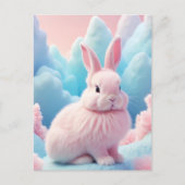 Niedlich Pink Bunny Cotton Candy Clouds Postkarte (Vorderseite)