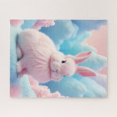 Niedlich Pink Bunny Cotton Candy Clouds Puzzle (Horizontal)