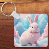 Niedlich Pink Bunny Cotton Candy Clouds Schlüsselanhänger (Vorderseite)