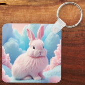 Niedlich Pink Bunny Cotton Candy Clouds Schlüsselanhänger (Rückseite)