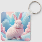 Niedlich Pink Bunny Cotton Candy Clouds Schlüsselanhänger (Rückseite)