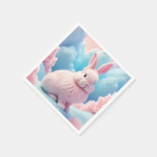 Niedlich Pink Bunny Cotton Candy Clouds Serviette (Ecke)
