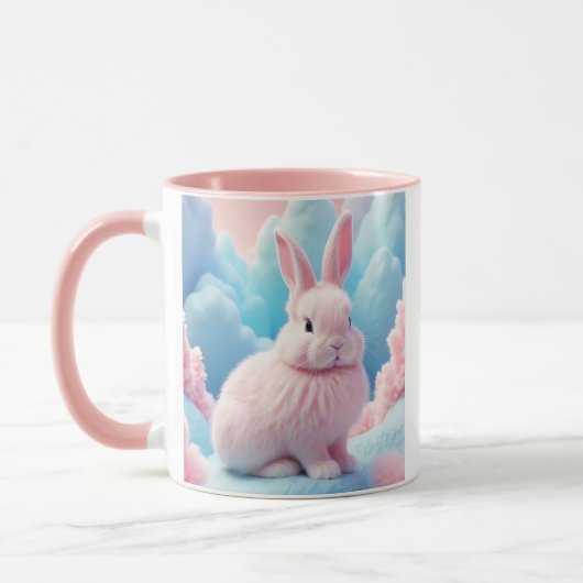 Niedlich Pink Bunny Cotton Candy Clouds Tasse (Links)