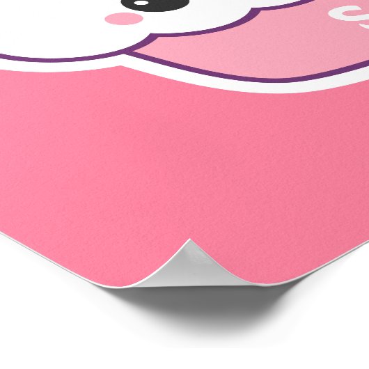 Niedlich Pink Bunny Cupcake Monogramm Poster (Ecke)