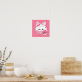 Niedlich Pink Bunny Cupcake Monogramm Poster (Küche)