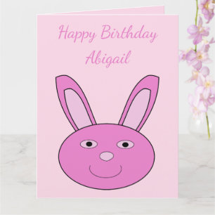 Niedlich Pink Bunny Face Spring Custom Geburtstag Karte
