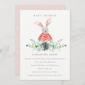 Niedlich Pink Bunny Garden Foliage Kinderdusche la Dankeskarte (Vorne/Hinten)