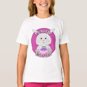 Niedlich Pink Bunny Girl mit Ostereier Körbchen T-Shirt (Vorderseite)