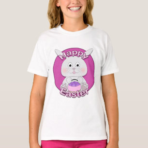 Niedlich Pink Bunny Girl mit Ostereier Körbchen T-Shirt