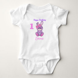 Niedlich Pink Bunny Girls Geburtsname & Alter Baby Strampler