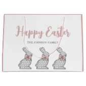 Niedlich Pink Bunny Happy Oster Große Geschenktüte (Vorderseite)