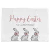 Niedlich Pink Bunny Happy Oster Große Geschenktüte (Rückseite)