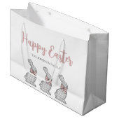 Niedlich Pink Bunny Happy Oster Große Geschenktüte (Vorderseite Schrägansicht)