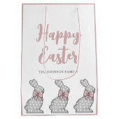 Niedlich Pink Bunny Happy Oster Mittlere Geschenktüte (Rückseite)