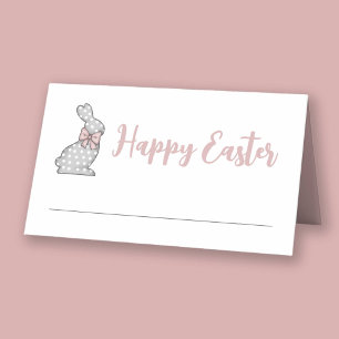 Niedlich Pink Bunny Happy Oster Platzkarte