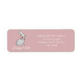 Niedlich Pink Bunny Happy Osterfeier Rücksendeadre (Vorne)