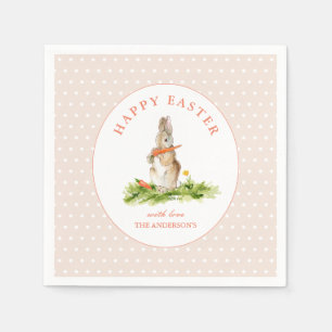 Niedlich Pink Bunny Happy Osterpapier Napkin Serviette