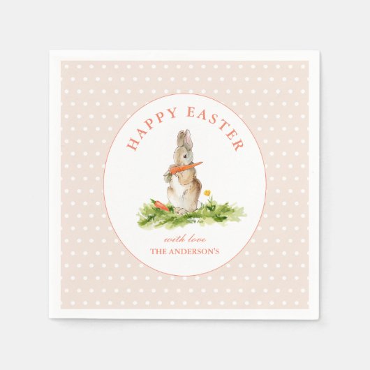 Niedlich Pink Bunny Happy Osterpapier Napkin Serviette (Vorderseite)