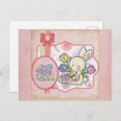 Niedlich Pink Bunny Kisses Osterwünsche Postkarte (Vorne/Hinten)