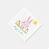 Niedlich Pink Bunny Ostern Serviette (Ecke)