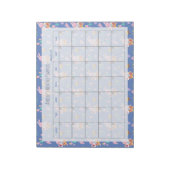 Niedlich Pink Bunny Pattern Blauer Monatsplaner Notizblock (Rotiert)