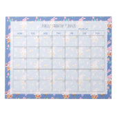 Niedlich Pink Bunny Pattern Blauer Monatsplaner Notizblock (Vorderseite)