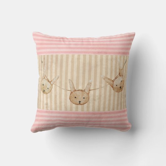 Niedlich Pink Bunny Rabbit Girl Kissen (Rückseite)