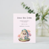 Niedlich Pink Bunny Rabbit Kawaii Style Save the D Einladungspostkarte (Stehend Vorderseite)