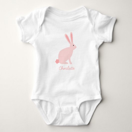 Niedlich Pink Bunny Rabbit Personalisiert Baby Strampler (Vorderseite)