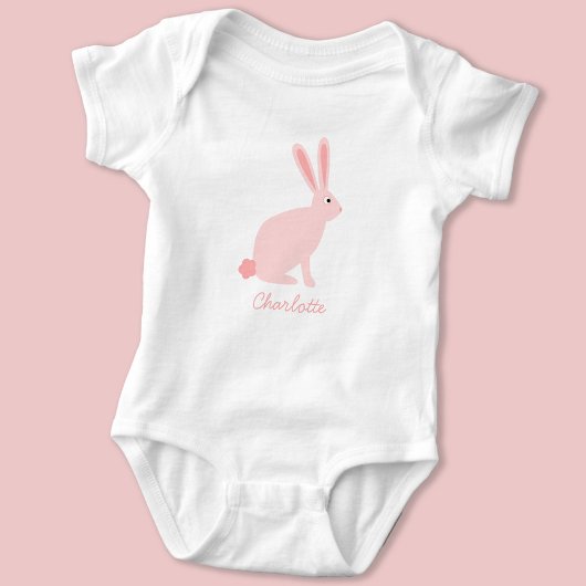 Niedlich Pink Bunny Rabbit Personalisiert Baby Strampler
